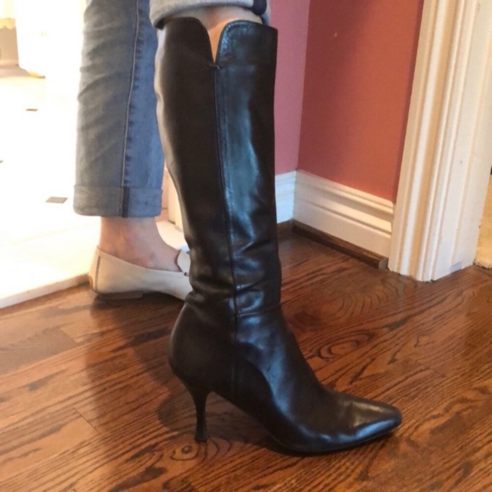 Stuart Weitzman Black Tall Leather Boot